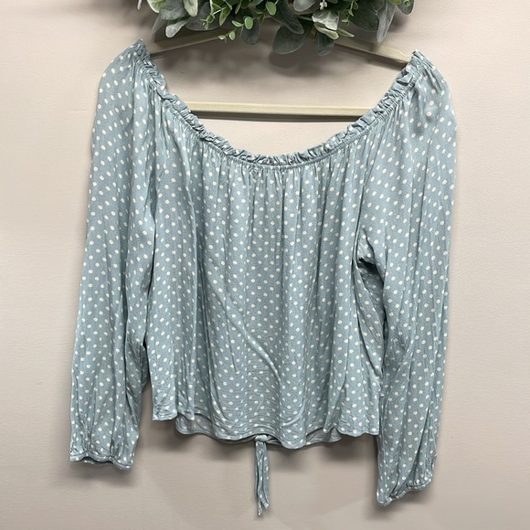 Rewind Polka Dot Off The Shoulder Cropped Button Down Blouse XL - Picture 2 of 16